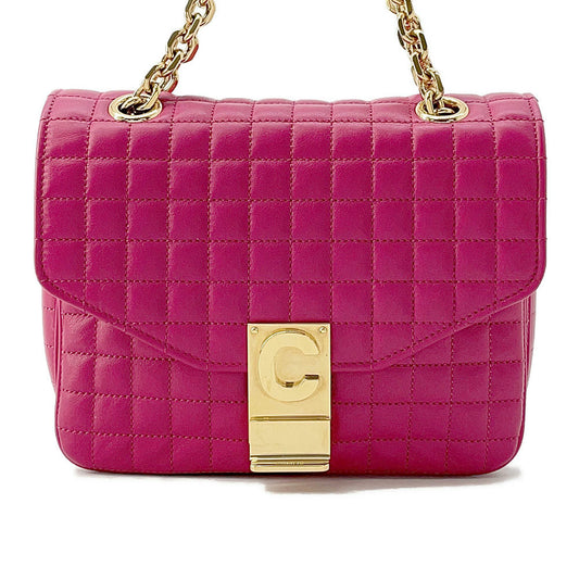 CELINE C-C ChainShoulder Bag Pink188403 Leather Size Small