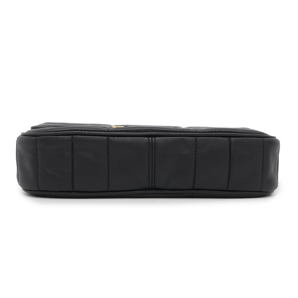 CELINE Mono Chrome Chain Shoulder Bag Black Leather