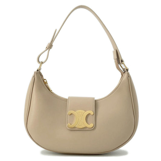 CELINE AVA One Shoulder Bag Beige Leather Size Medium