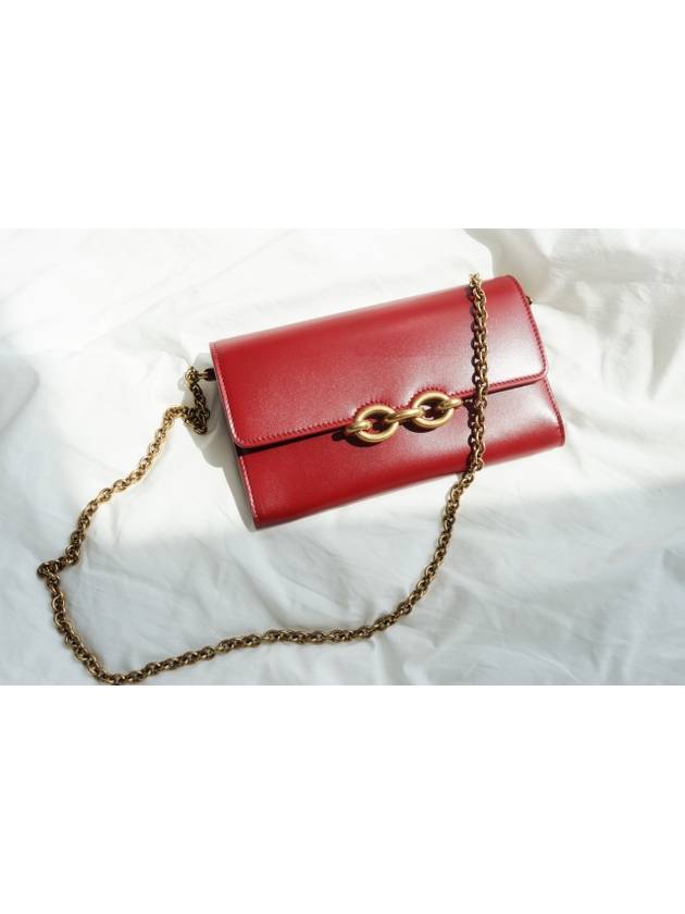Luxury Saint Laurent Trending 2026 Le Maillon Chain Long Wallet Red