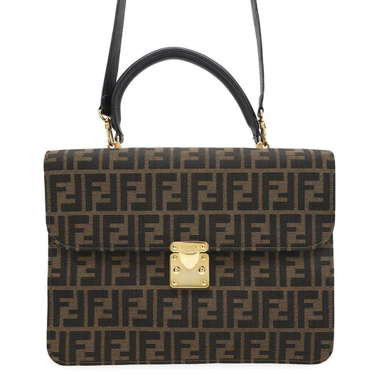 FENDI Zucca Pattern 2WAYBag Brown0914117 Canvas Leather