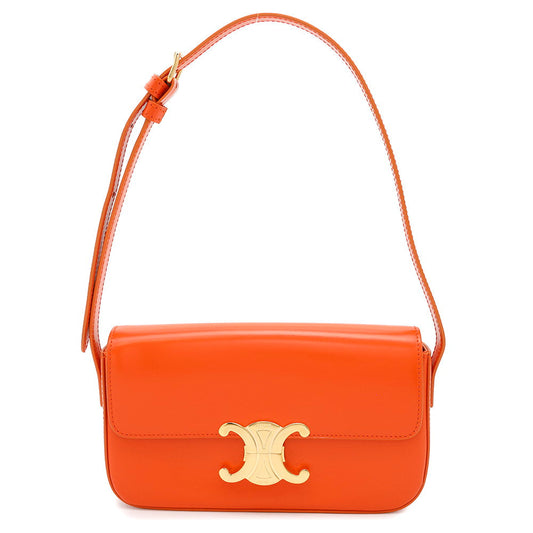 CELINE Triomphe Claude Shoulder Orange194143BF4 Shiny Calf Leather