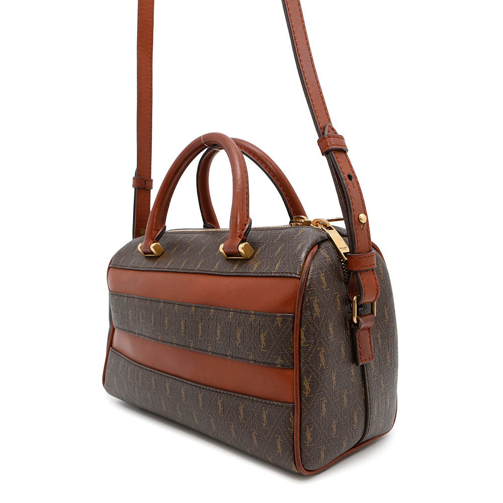 SAINT LAURENT PARIS Baby Duffle Handbag Brown533481 PVC Leather