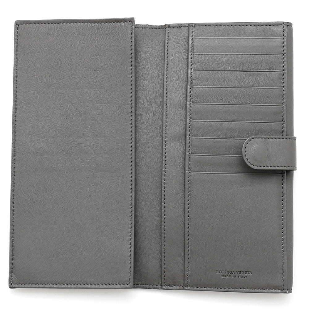 Bottega Veneta INTRECCIATO Bifold Wallet Long Wallet Gray Leather