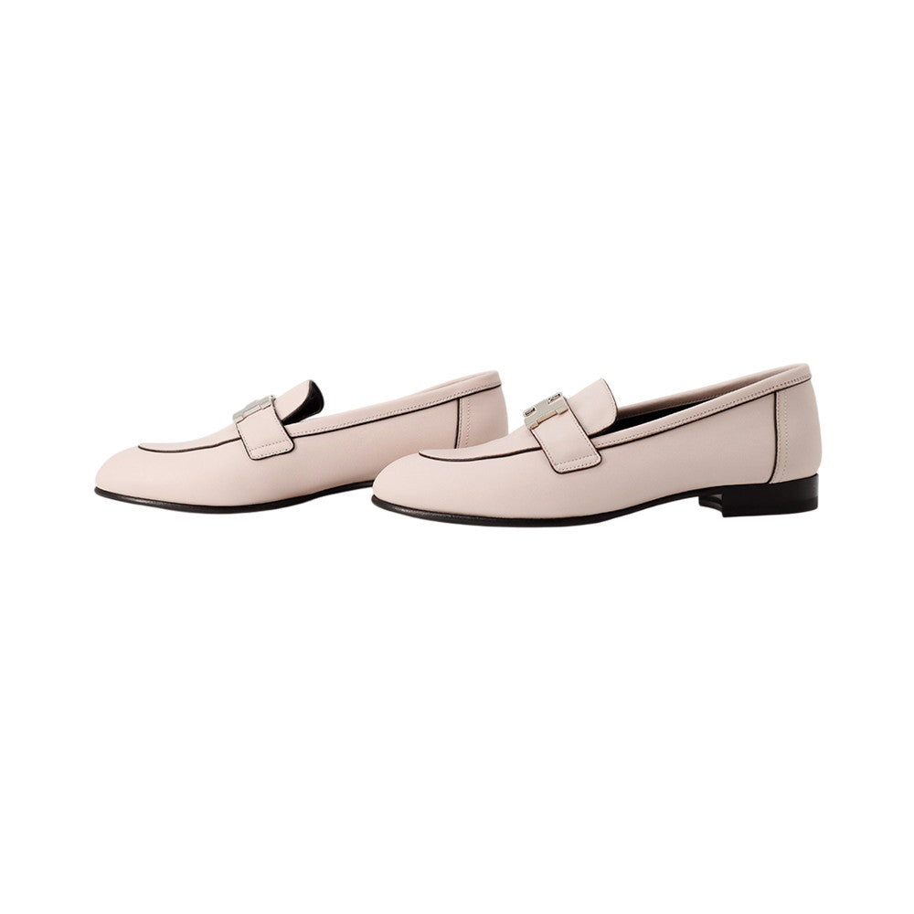 HERMES Mocassins Paris Pink Leather Size 35 1/2