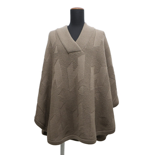 HERMES Poncho "H" motif Size 34 Brown Wool 100%