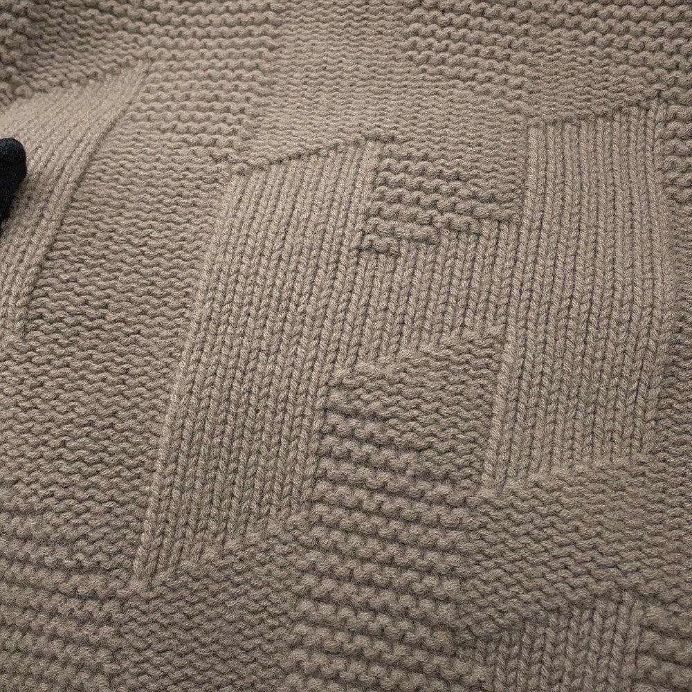 HERMES Poncho "H" motif Size 34 Brown Wool 100%