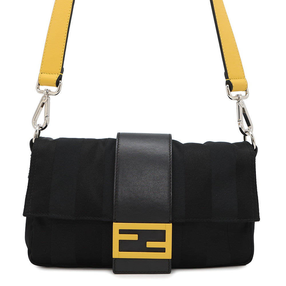 FENDI ?Pecan Bucket for Men Black/Yellow7VA472 Nylon Leather
