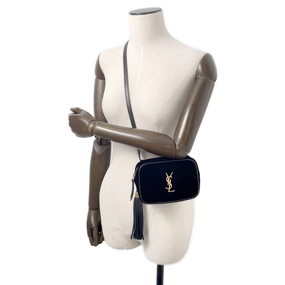 SAINT LAURENT PARIS Lu Camera Belt Bag Black534817 Velour