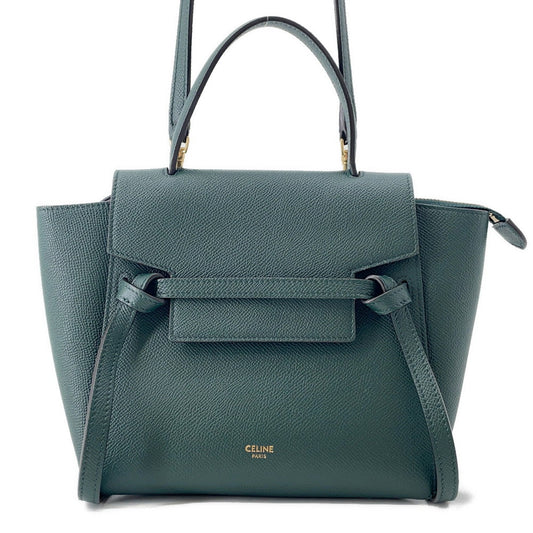 CELINE Belt bag Green Leather Size Nano