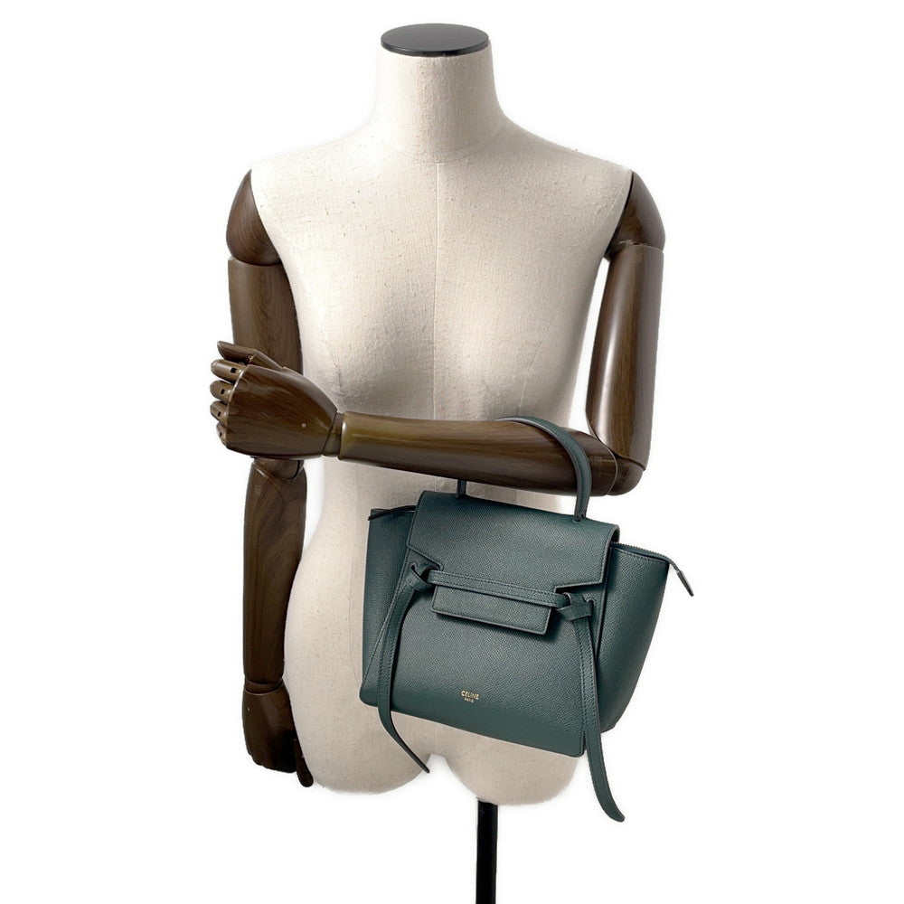 CELINE Belt bag Green Leather Size Nano