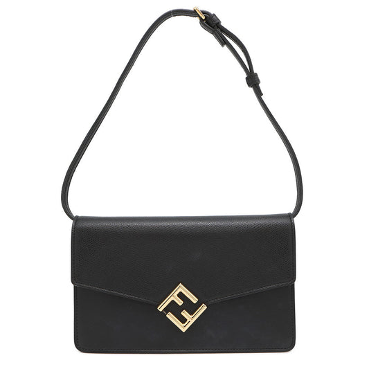 FENDI FFDiamond Shoulder Wallet Black8M0488 Leather