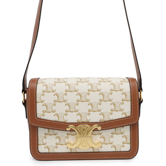 CELINE Teen Triomphe Shoulder Bag White188882BZ4.01BC PVC Calf Leather