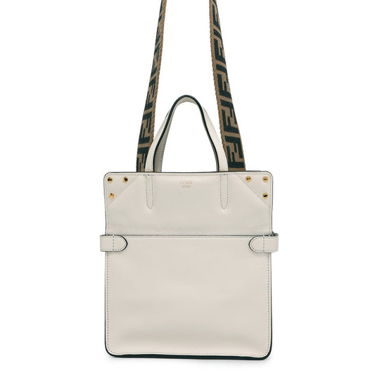 FENDI ?Flip White8BT306 Leather Size Small