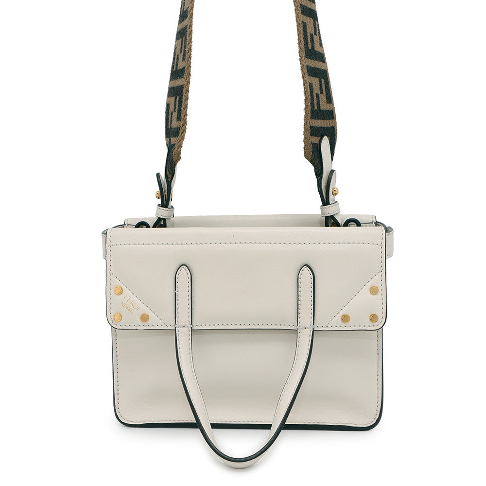 FENDI ?Flip White8BT306 Leather Size Small