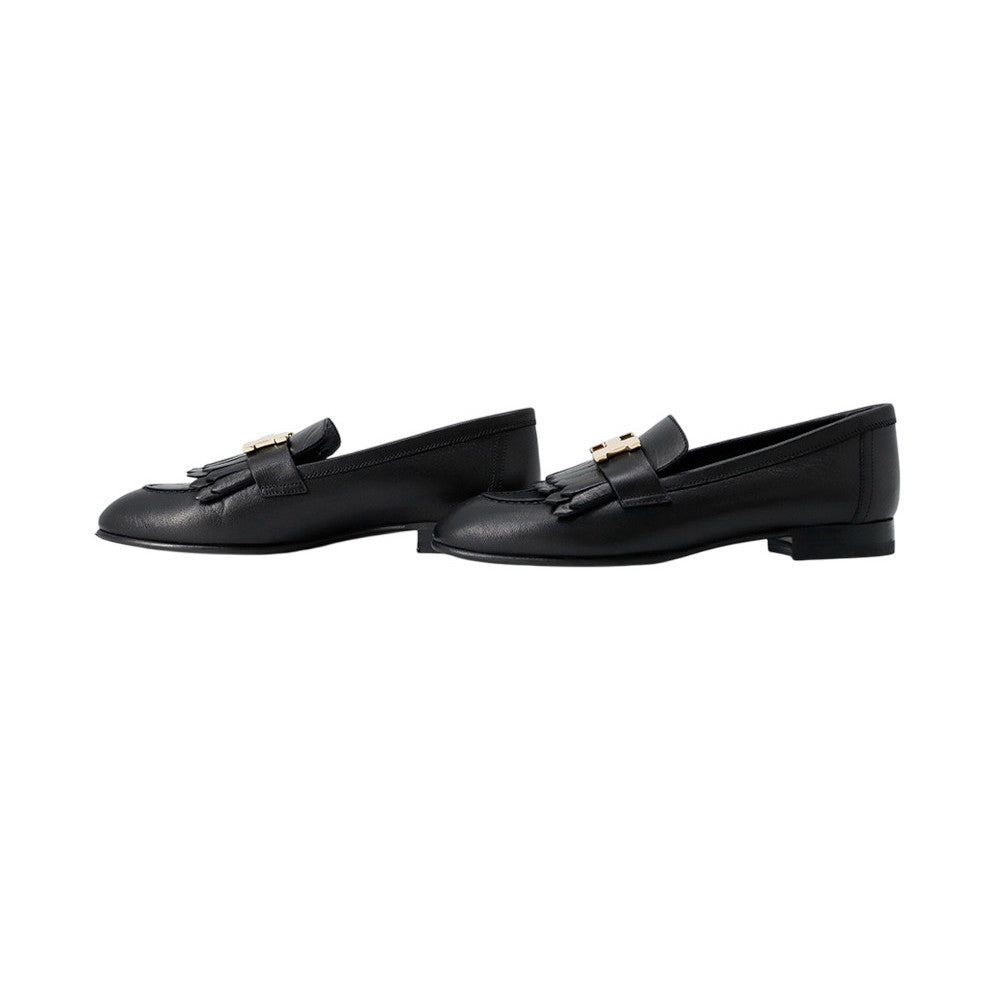 HERMES Mocassins "Royal" BlackH192203Z Leather Size 34
