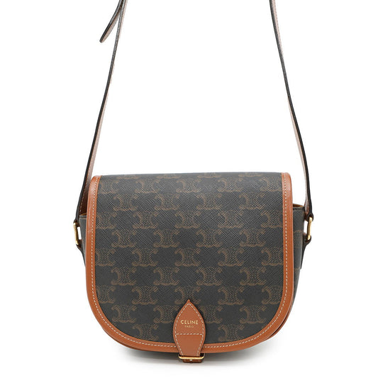CELINE Triomphe Folco Shoulder Brown191502 PVC Leather Size Medium