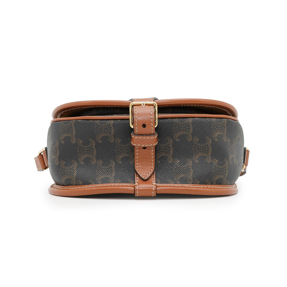 CELINE Triomphe Folco Shoulder Brown191502 PVC Leather Size Medium