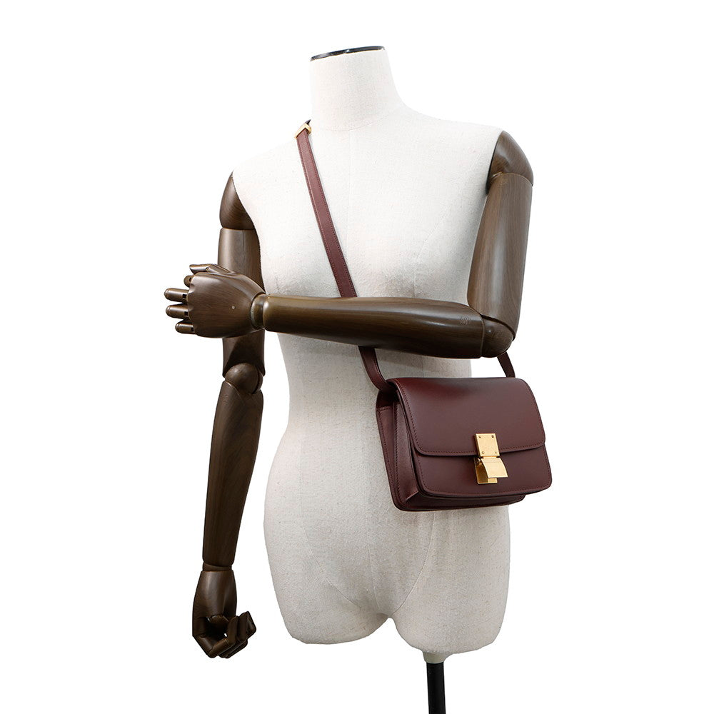 CELINE Classic Box Shoulder Bag Bordeaux189183 Leather Size Small