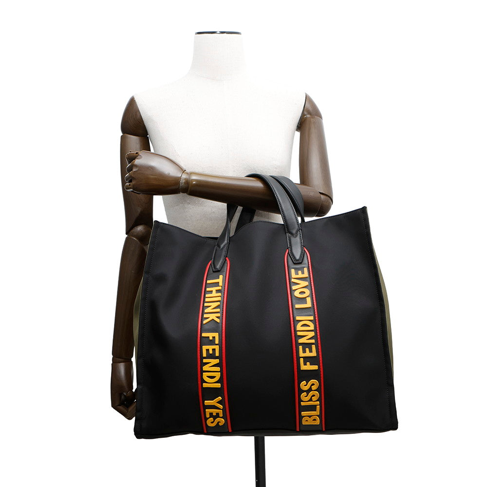 FENDI 2wayTote Bag Black/Khaki7VA390 Nylon Leather