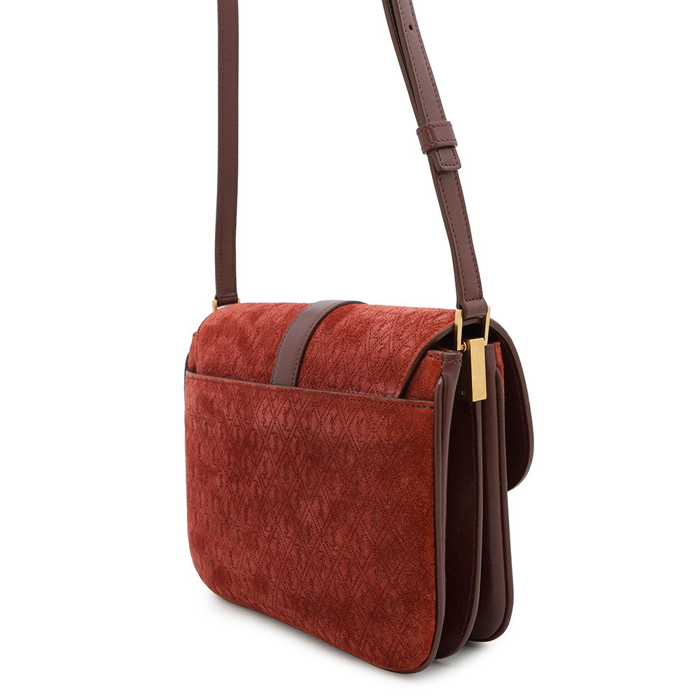 SAINT LAURENT PARIS Satchel Monogram Allover Shoulder Bag Bordeaux568604 Suede leather Size Small