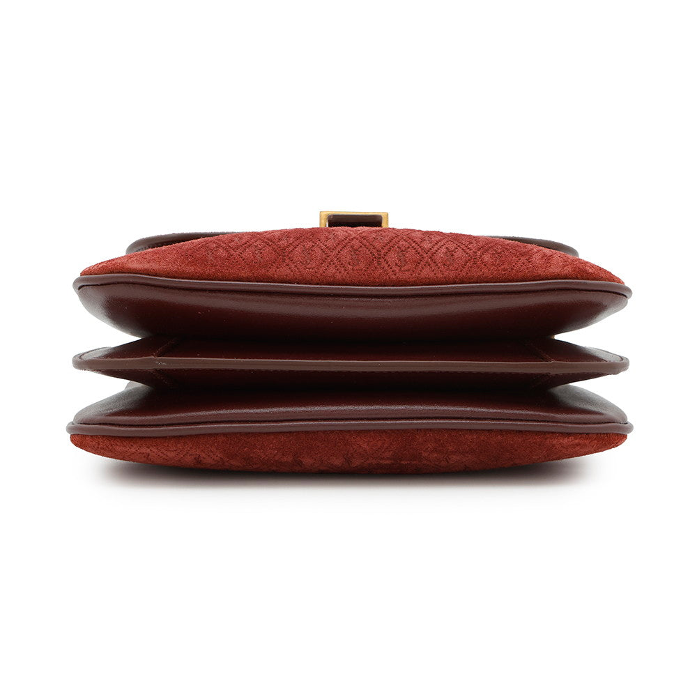 SAINT LAURENT PARIS Satchel Monogram Allover Shoulder Bag Bordeaux568604 Suede leather Size Small