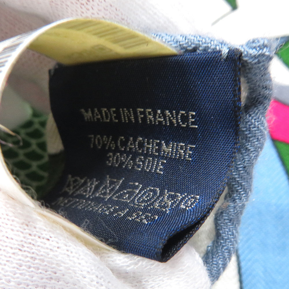 HERMES Carre H 100 Unpossible Size 100 Vert/Blanc/Fuchsia Cashmere70% Silk30%