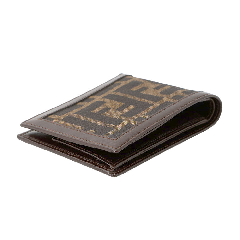 FENDI Zucca Pattern Bifold Wallet Brown Canvas/Leather