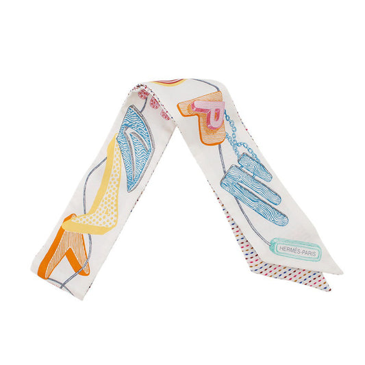 HERMES Twilly Chevaloscope Pointier White/Rose/VertH853954S Silk100%