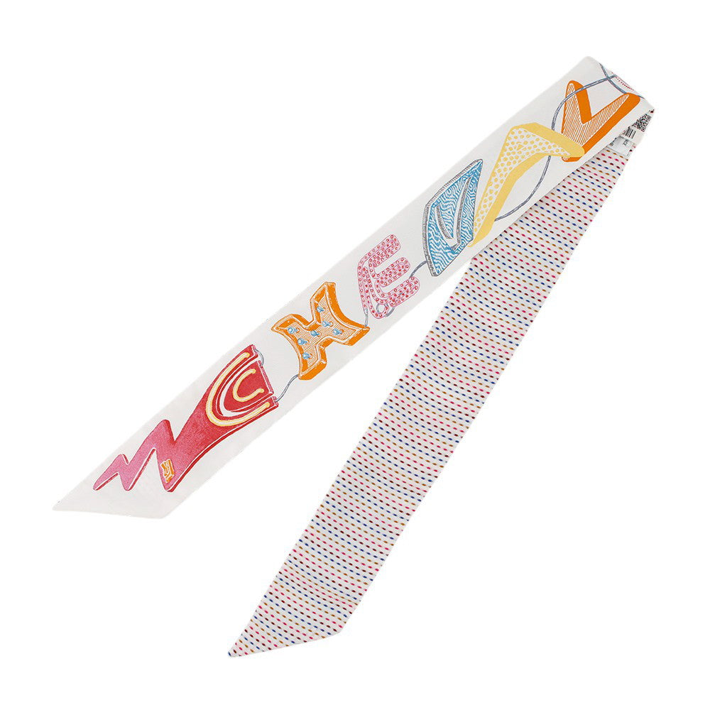 HERMES Twilly Chevaloscope Pointier White/Rose/VertH853954S Silk100%