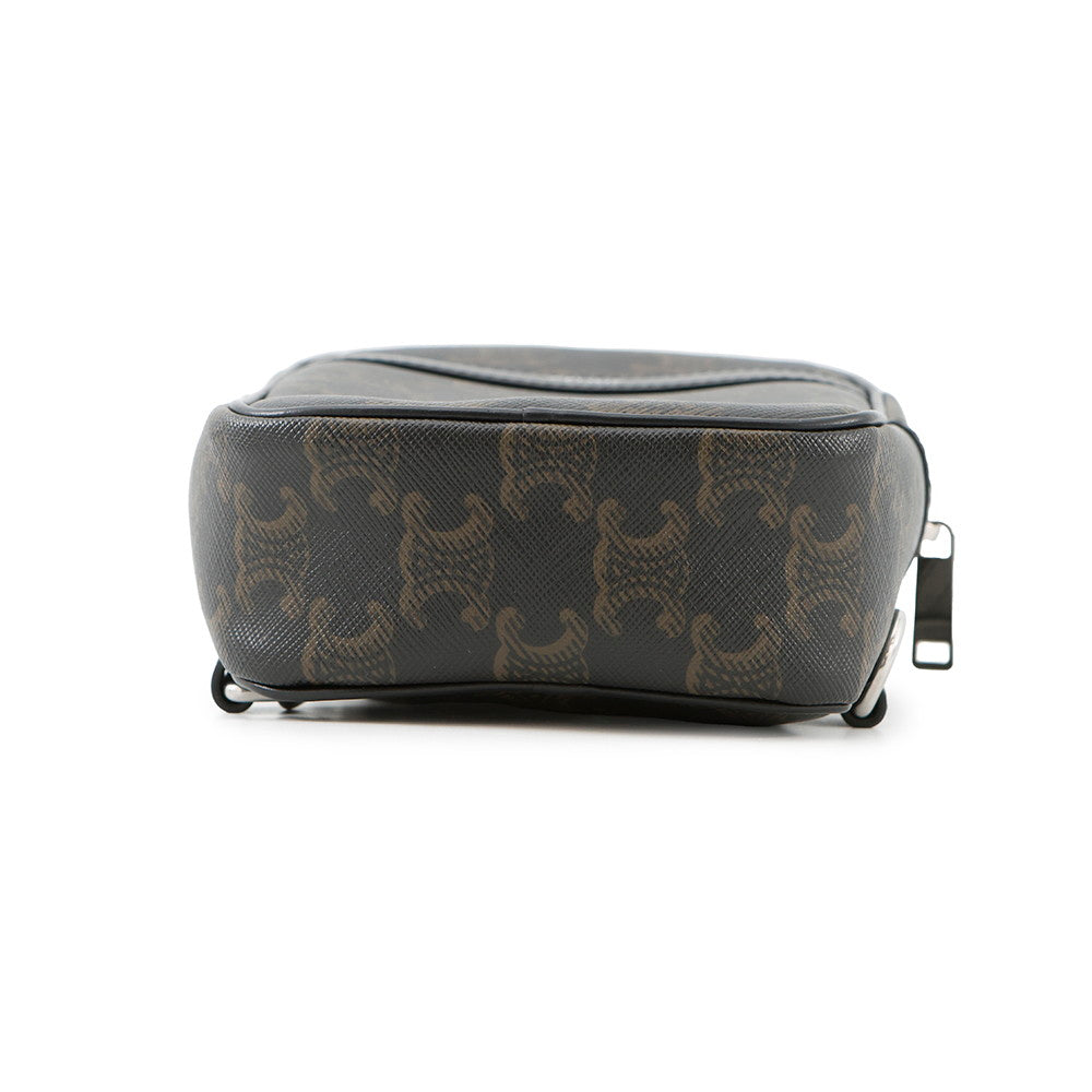 CELINE Triomphe Multi-Pocket Crossbody Bag Brown/Black111632EU1 PVC Leather