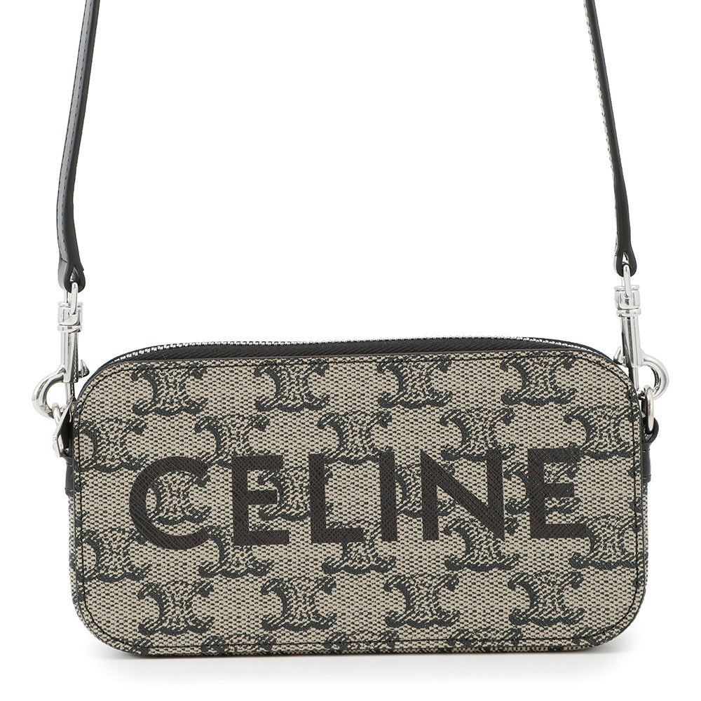 CELINE Logo Horizontal Pouch Black10L272GC6.02SI PVC Leather
