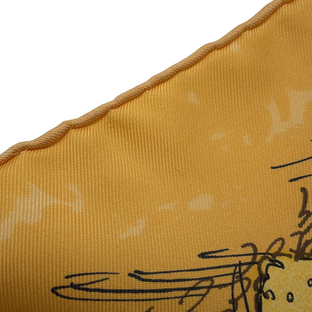 HERMES Carre LES AMAZONES Lady on Horseback Size 90 Yellow/Multicolor Silk100%