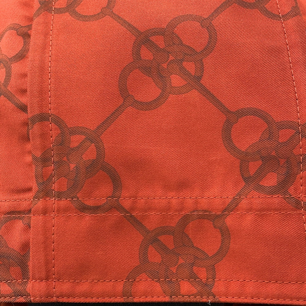 HERMES Printed Serie Button Hooded Blouson Size 34 Brique Cotton78% Polyester22%