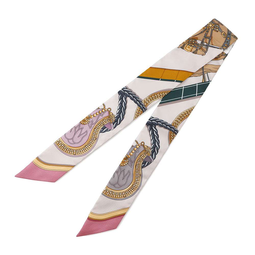 HERMES Twilly GRAND APPARAT Rose・Narkle/Gold/Anthracite Silk100%