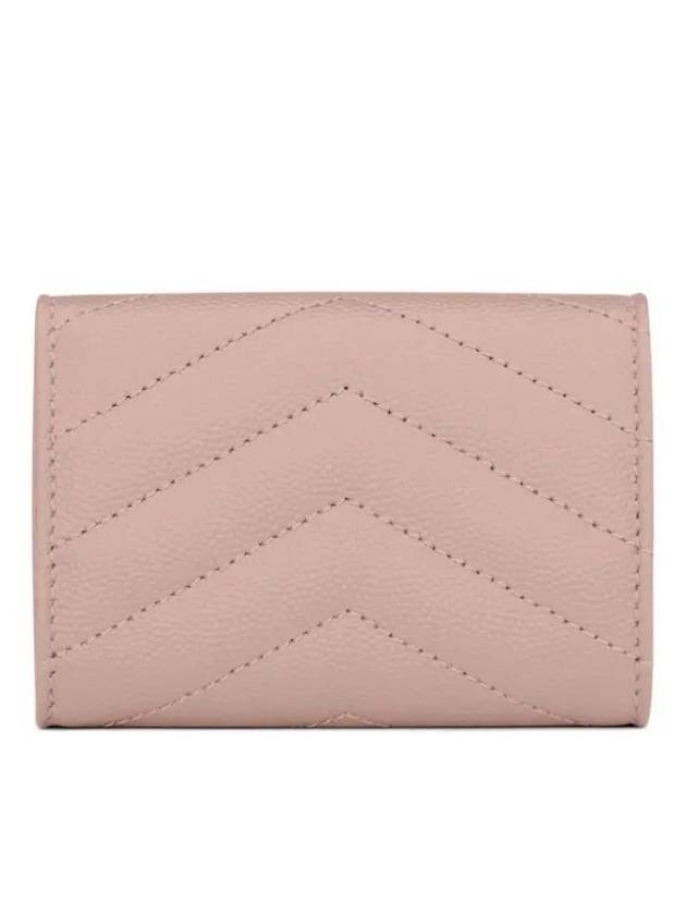 Luxury Saint Laurent Trending 2026 Monogram Quilted Mini Half Wallet Pale Pink