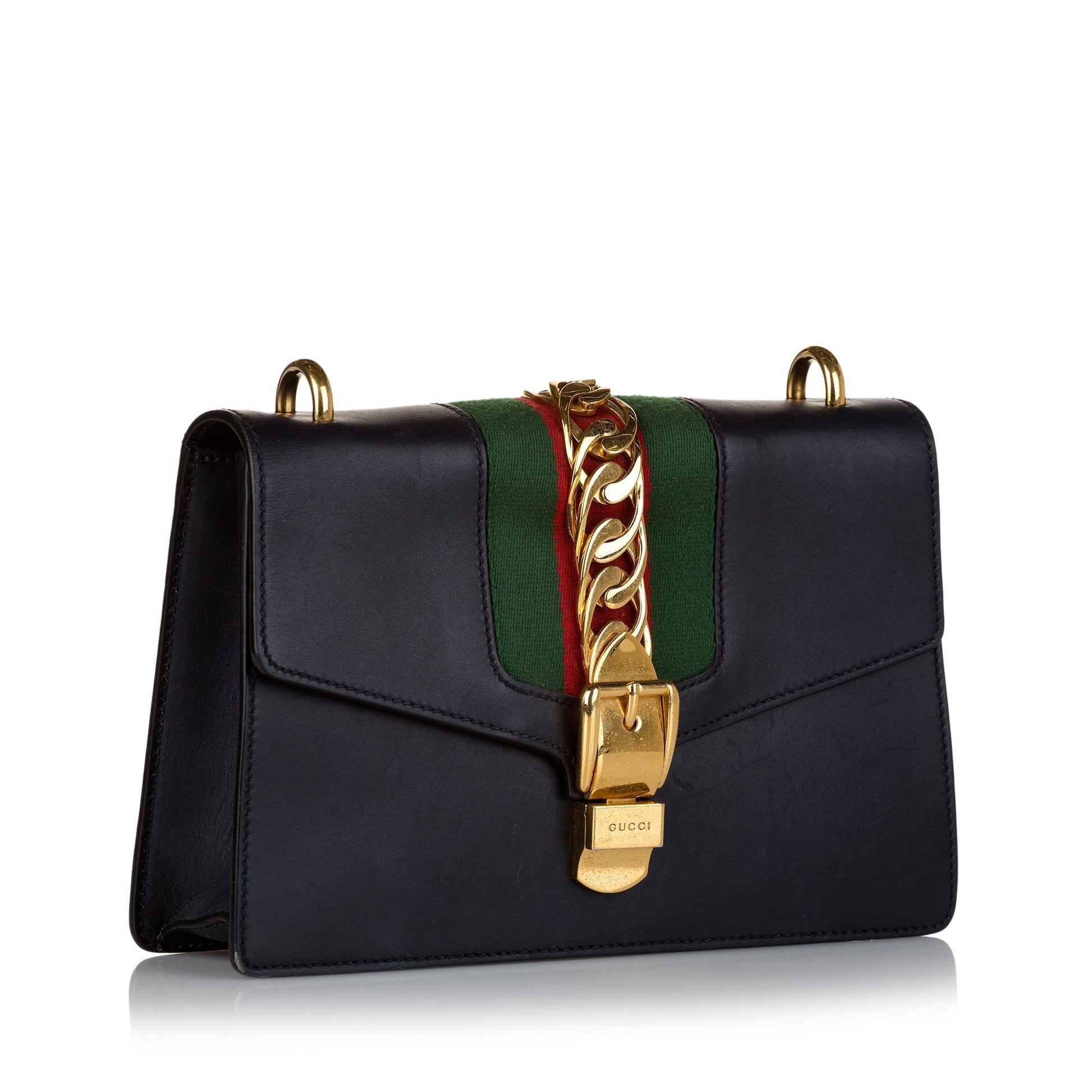 Gucci Sylvie Black Leather Shoulder Bag Style 1