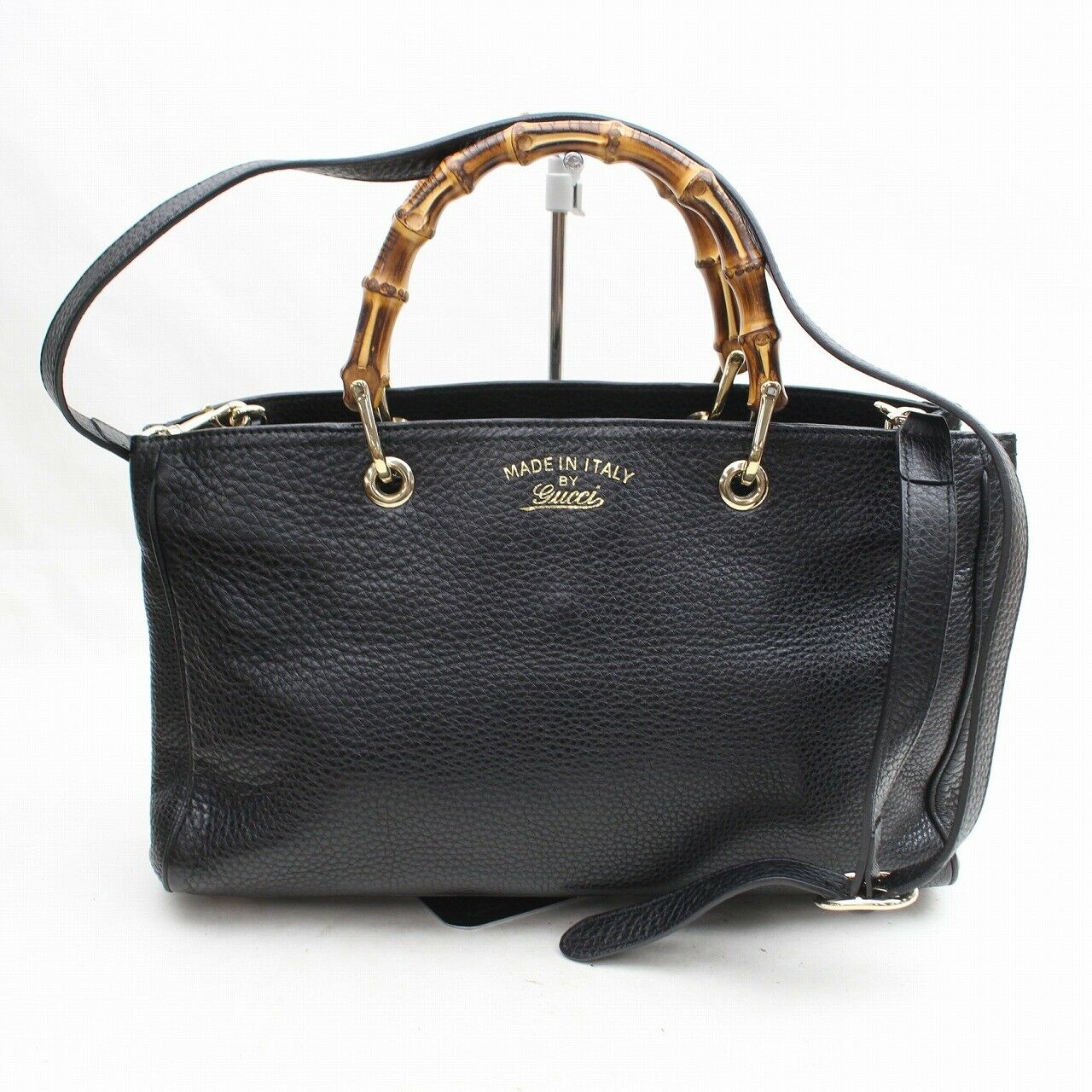 Gucci White Leather Canvas Tote Style 2