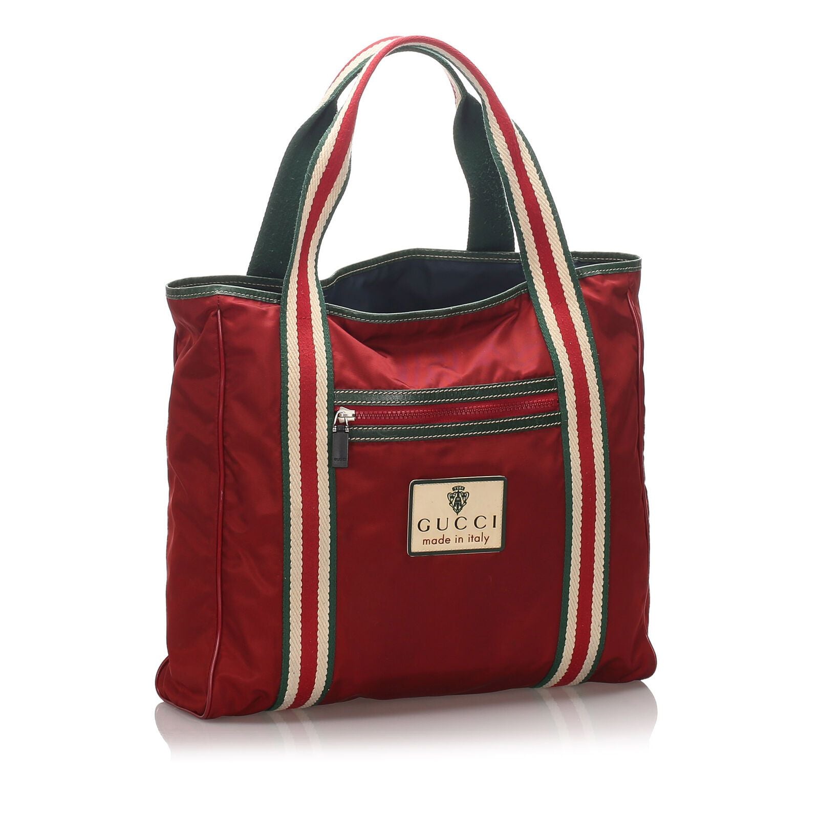 Gucci Red Leather Nylon Tote