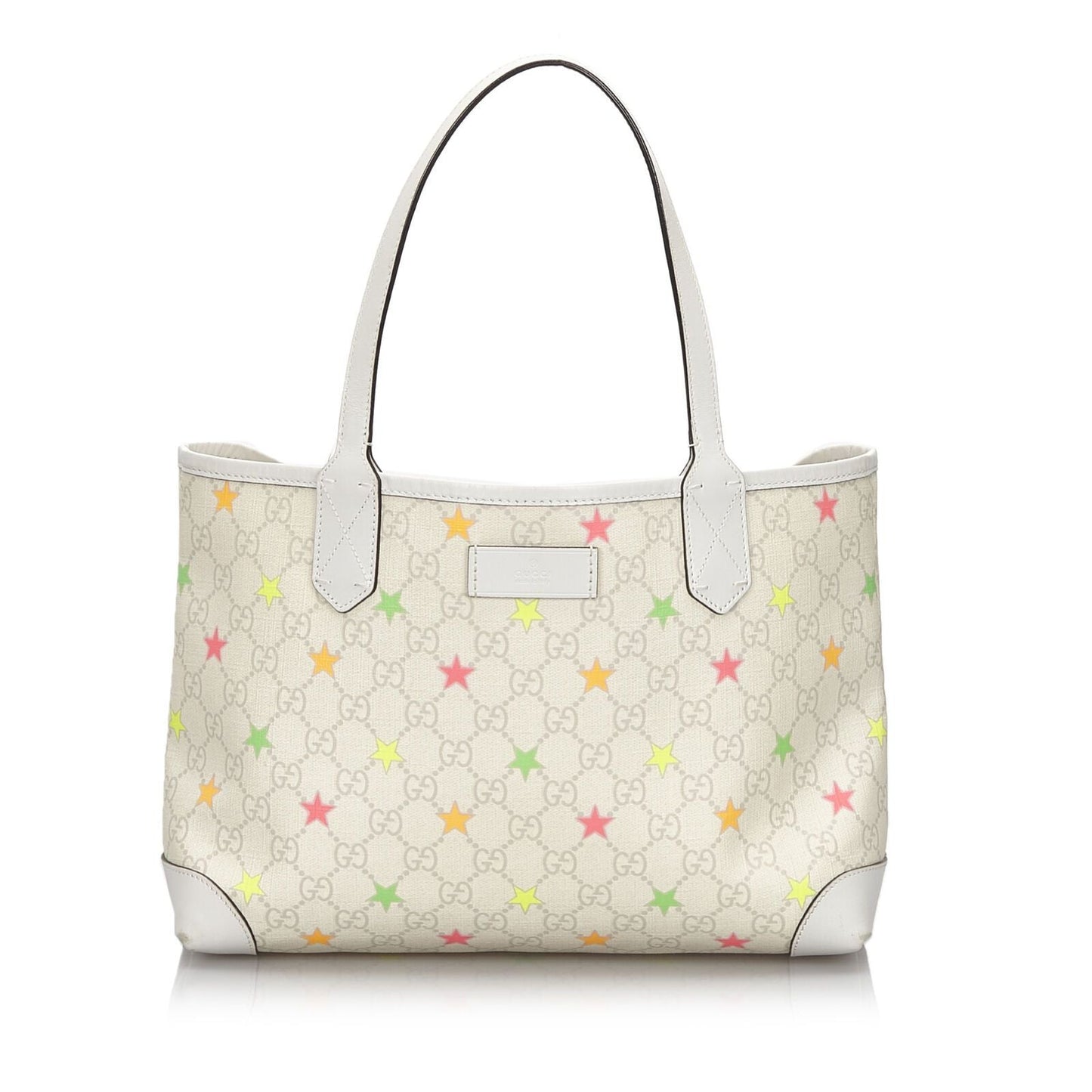 Gucci GG Supreme White Leather Canvas Tote