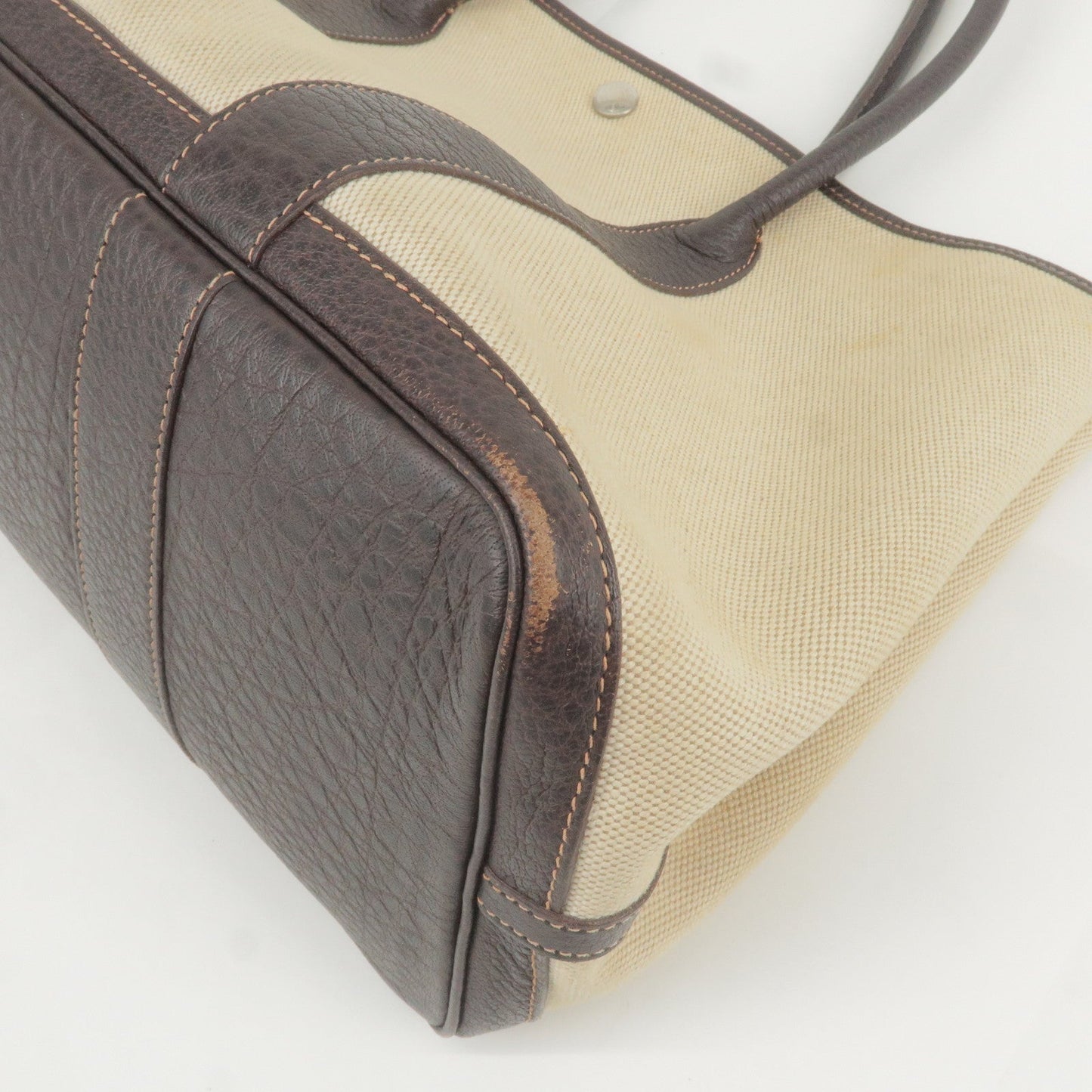 Luxury Hermes Canvas Leather Garden Party PM Tote Bag Beige G Stamp