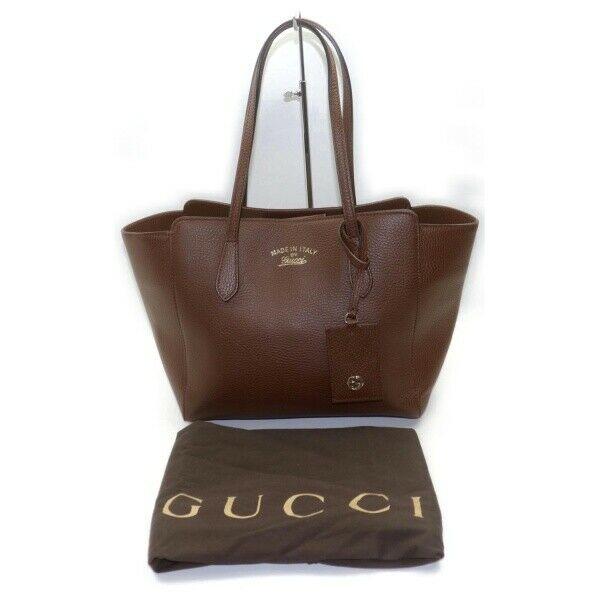 Gucci Brown Leather Canvas Tote Style 40