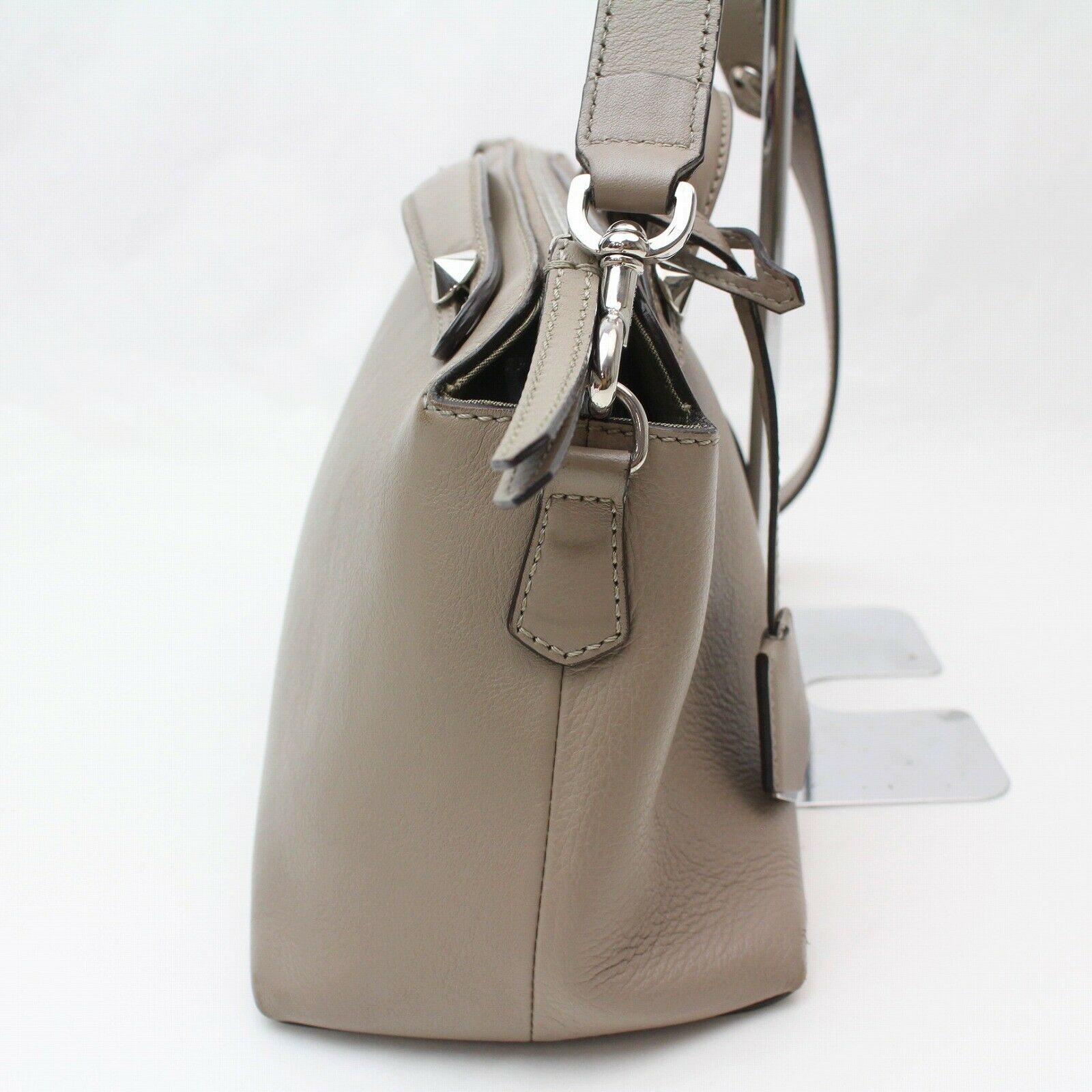 Fendi Hand Bag By The Way Gray Leather (SHC1- )