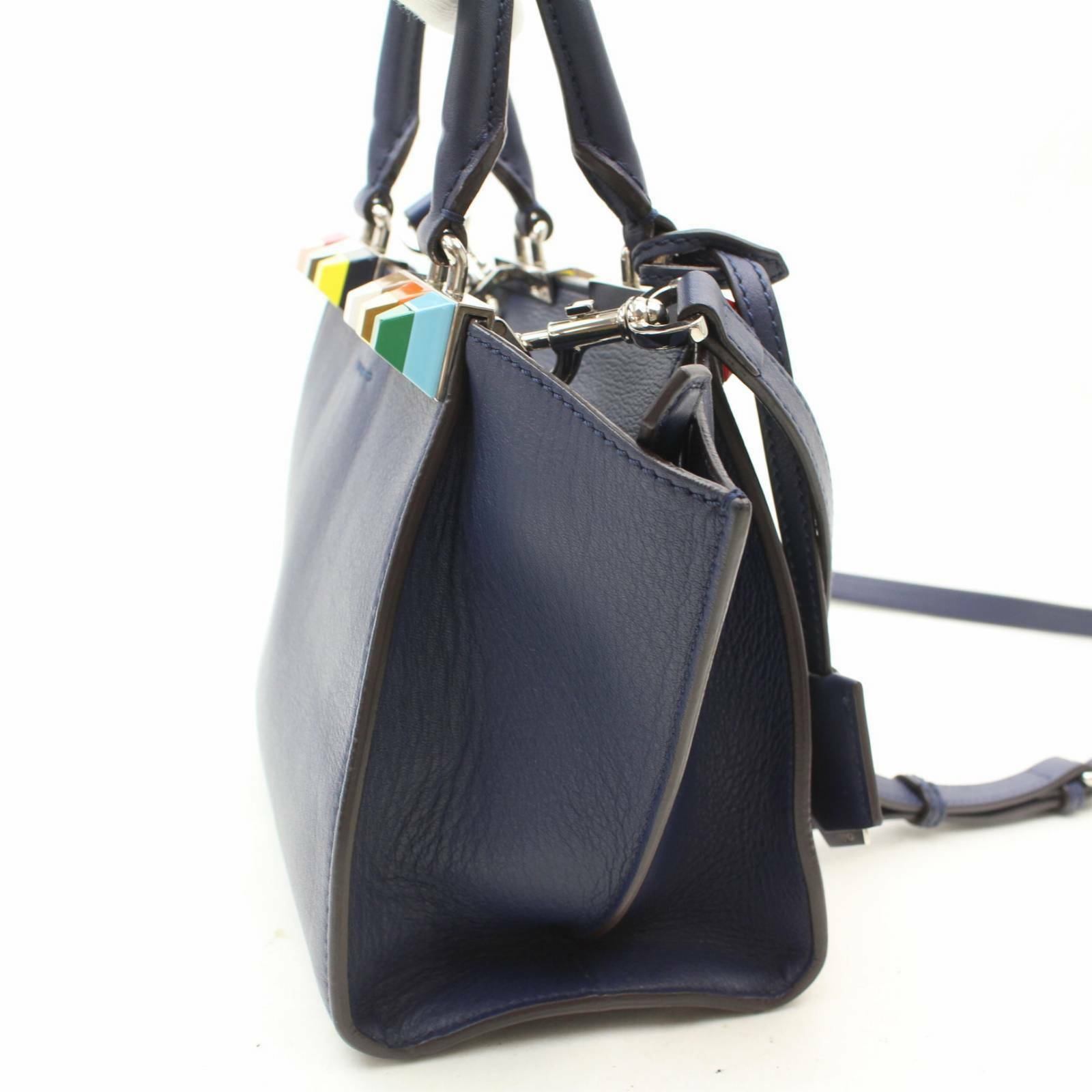 Fendi Hand Bag Mini 3 Jours Blue Leather (SHC1- )