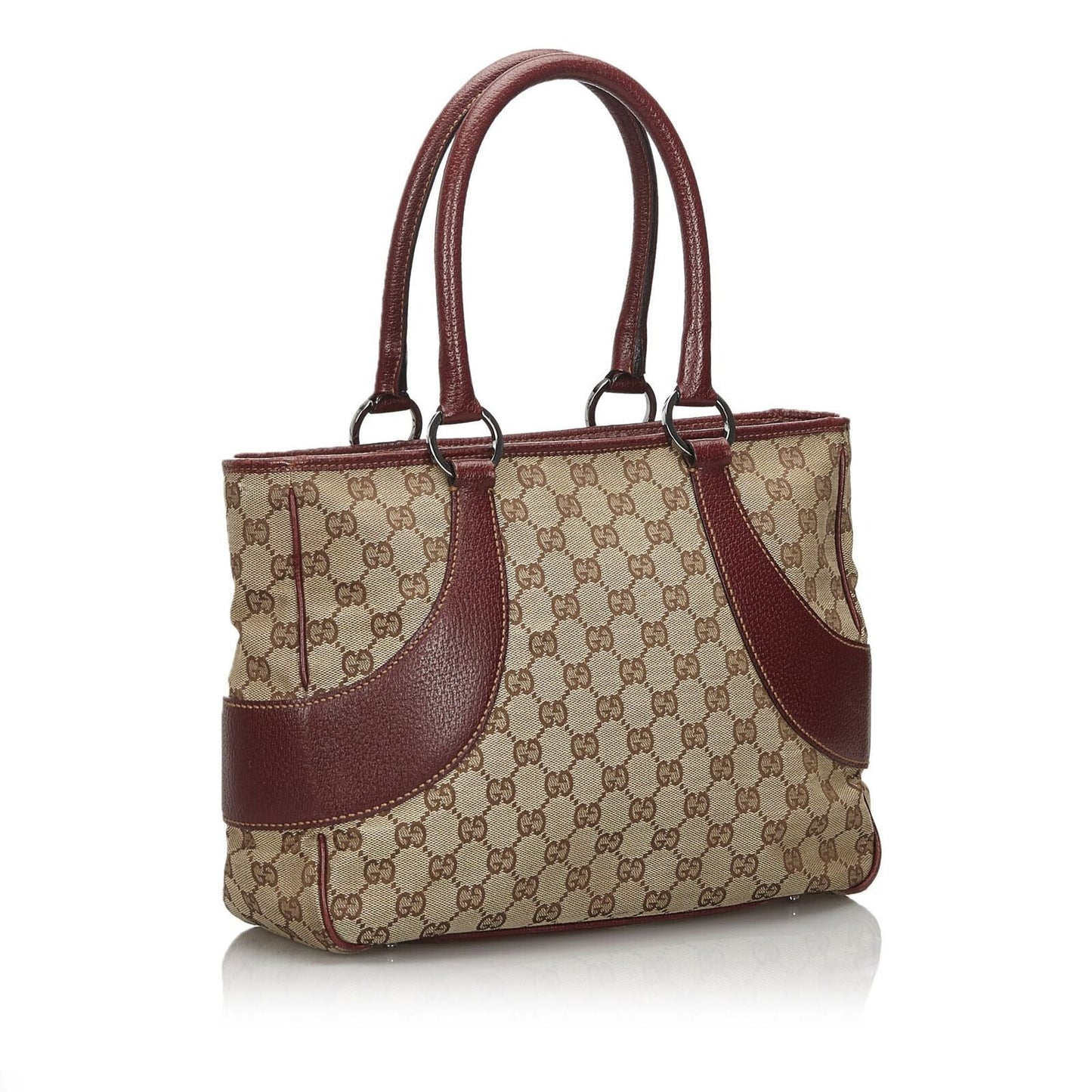 Gucci Brown Leather Canvas Tote Style 5