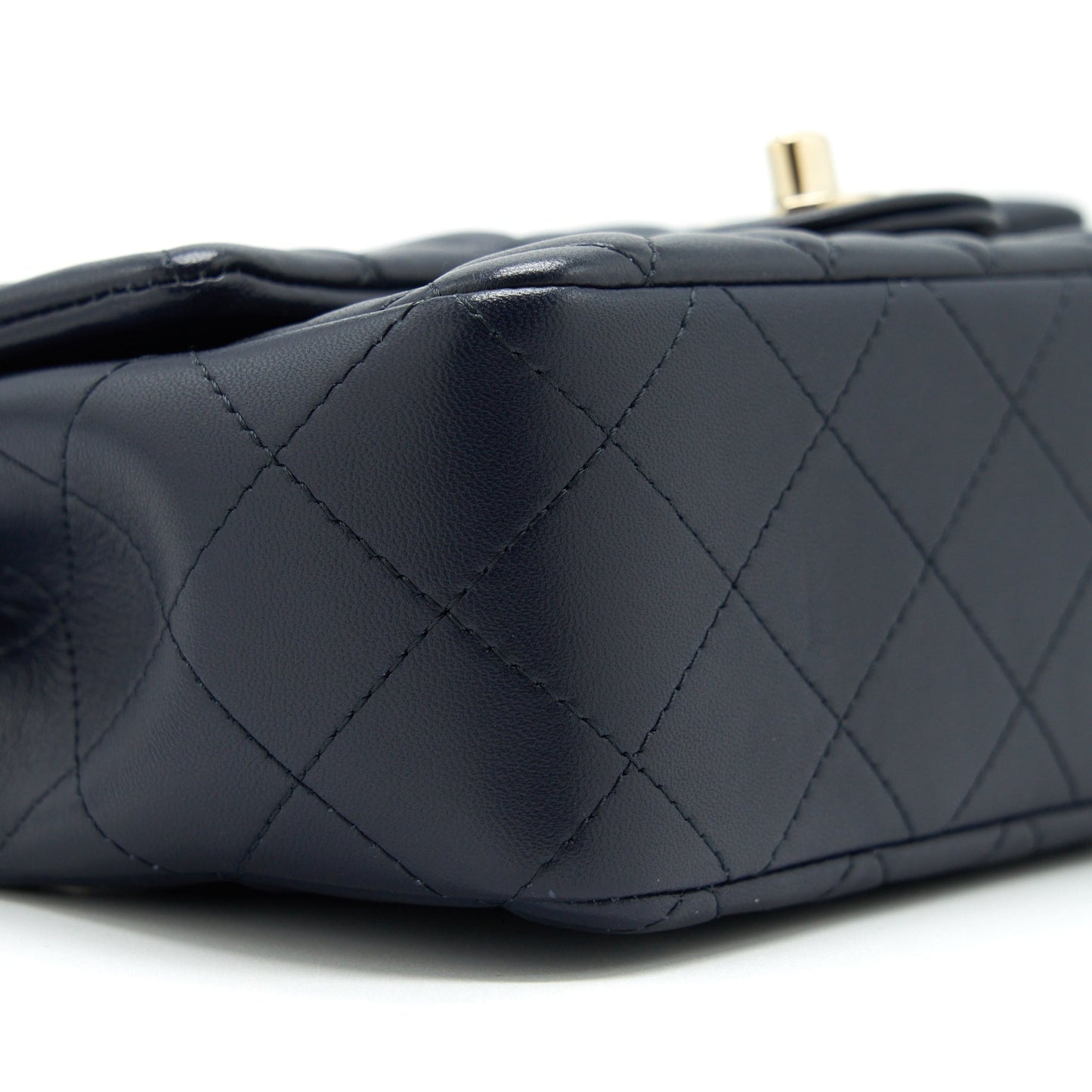 Chanel Mini Rectangular Flap Bag Lambskin Navy L