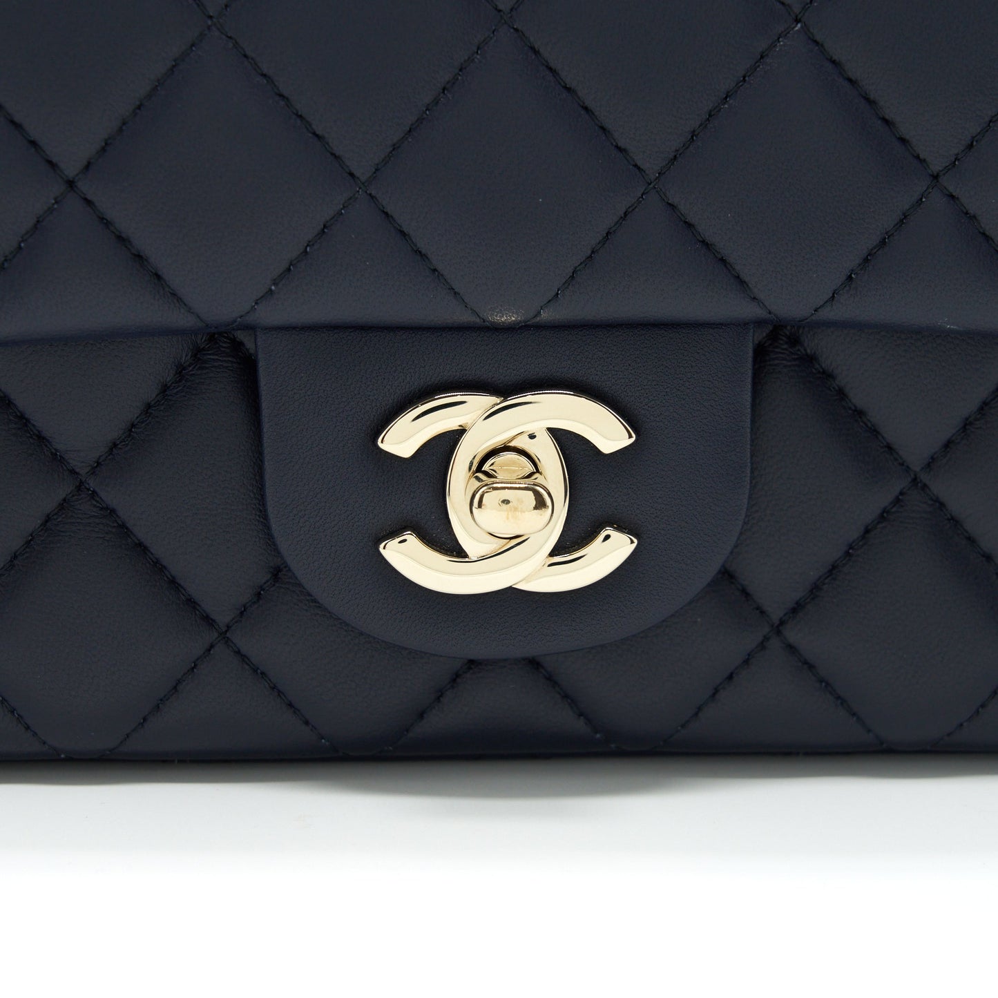 Chanel Mini Rectangular Flap Bag Lambskin Navy L