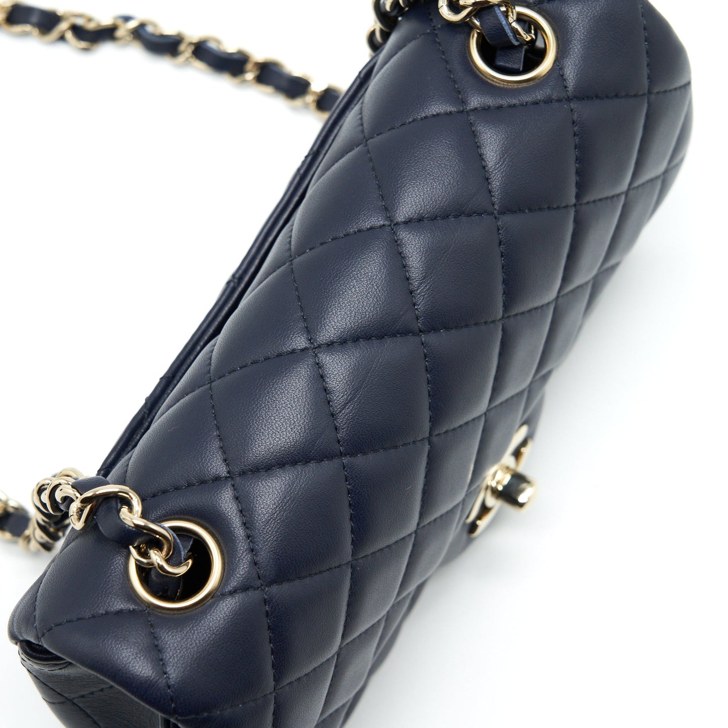 Chanel Mini Rectangular Flap Bag Lambskin Navy L