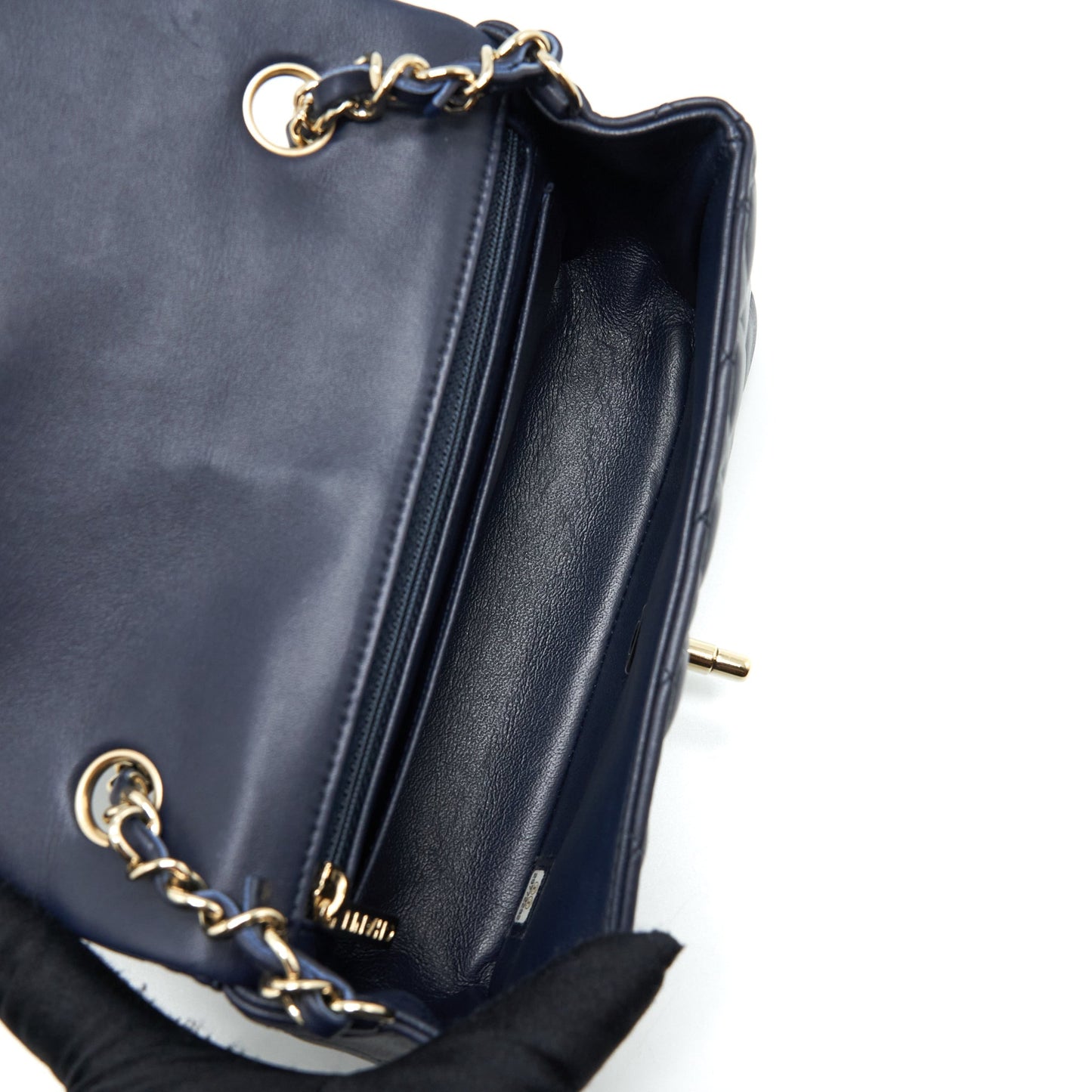 Chanel Mini Rectangular Flap Bag Lambskin Navy L