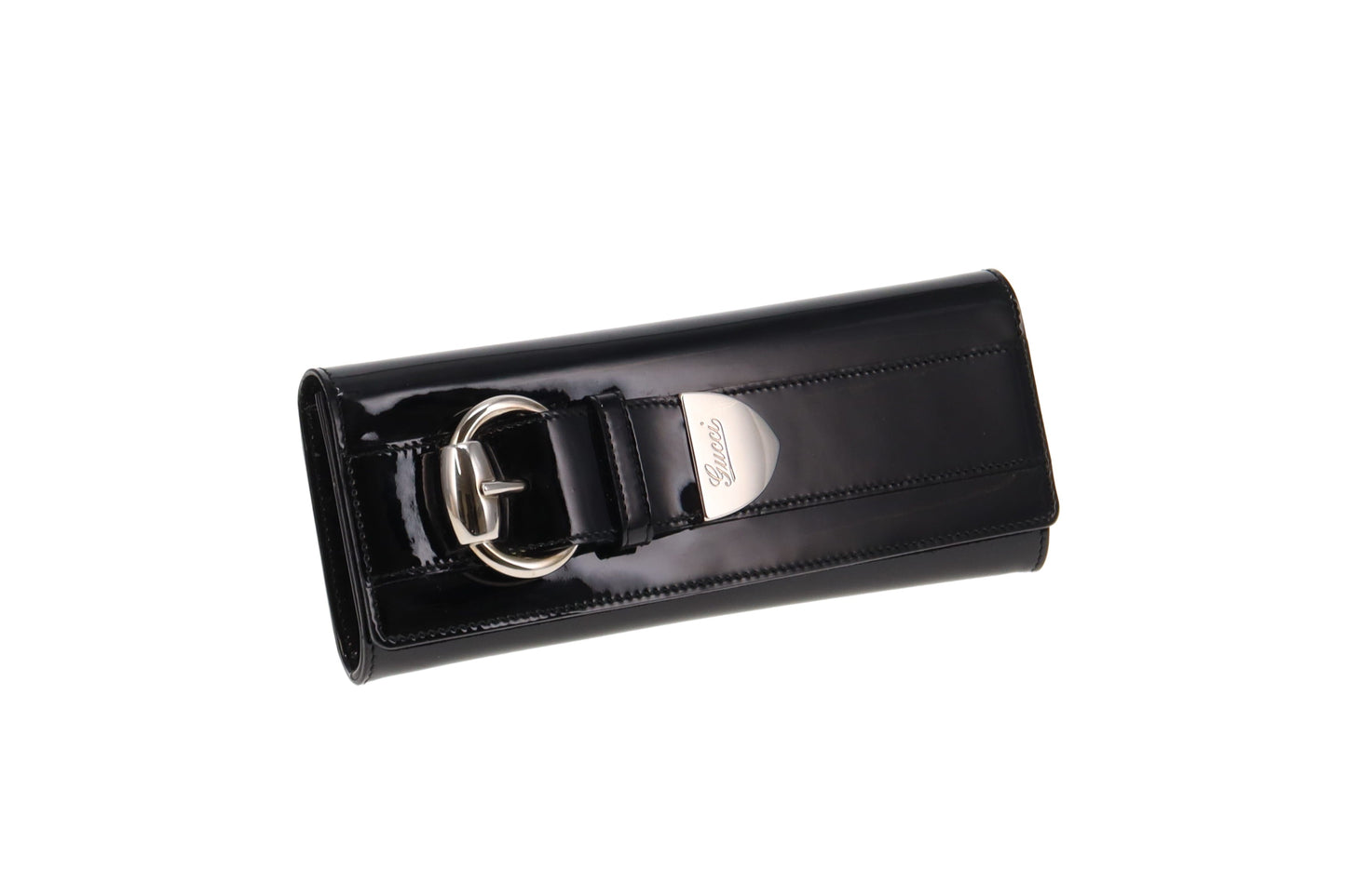 Gucci Black Leather Patent Leather Clutch Style 1